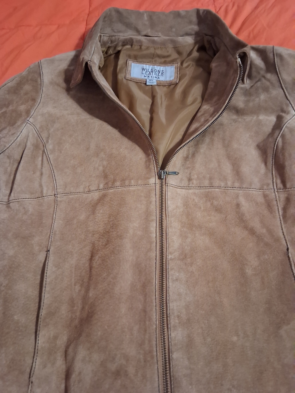 Wilson’s Vintage Leather Car Coat M. Julian Suede Zip Up & Pockets Tan - Picture 4 of 8
